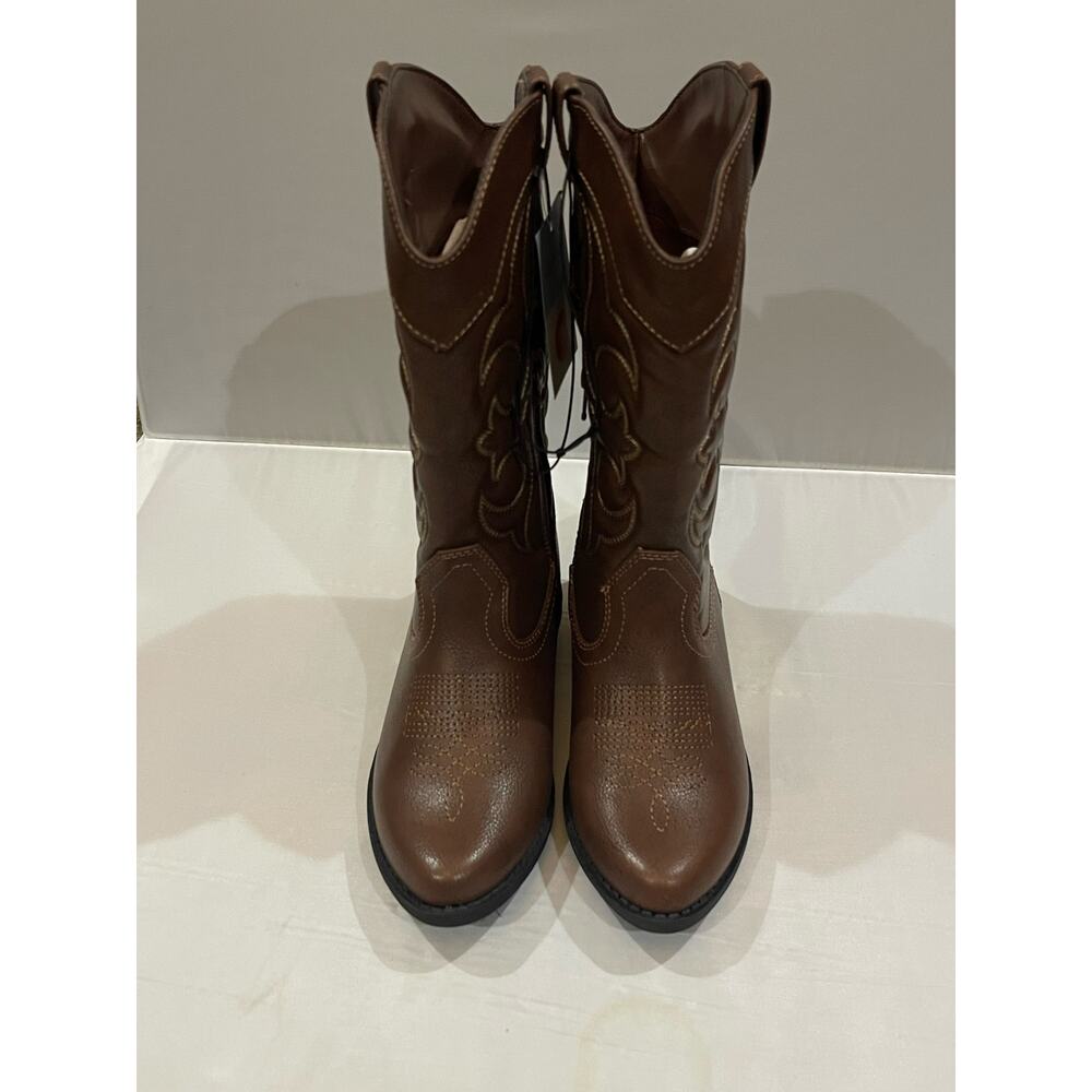 Cat & Jack Brown Embroidered Western Boots Kids Youth 3 - Picture 6 of 8